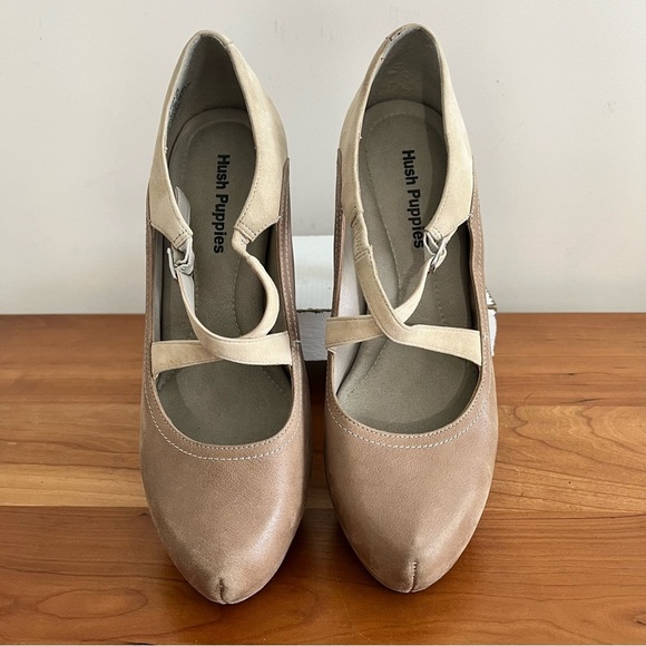 Womens Hush Puppies Suede Retro Platform Block Heel Pumps Colorblock Size 9M - Picture 4 of 8